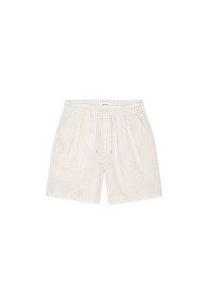 Hellbeige legere Shorts mit elastischem Bund und Kordelzug, mit Seitentaschen und lockerem Sitz.