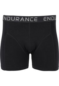 Svarta boxershorts med en grå "ENDURANCE" midja. Tillverkade av mjukt material, med en åtsittande design och platta sömmar för komfort.