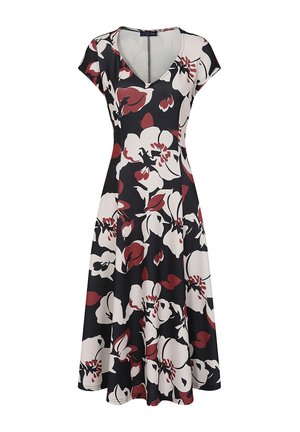 A LINE WITH CAP SLEEVES - Vestito di maglina - burgundy white