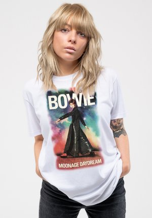 DAVID BOWIE MOONAGE FADE BOYFRIEND FIT - Print T-shirt - white