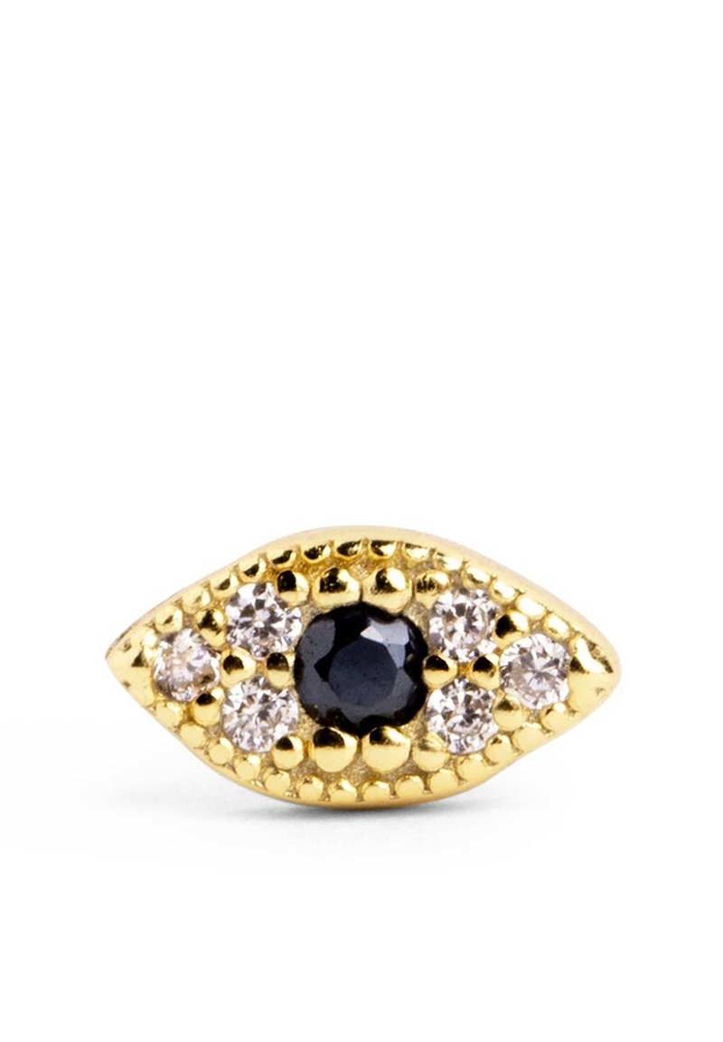 SINGULARU Orecchino Singolo Eye Colors – Placcato Oro 18kt, Con Zirconi Neri E Rosa, A Vite, Dimensioni 6,7x9 Mm