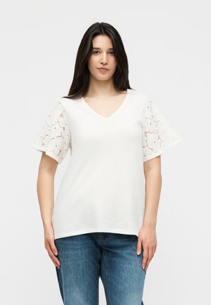 Vero Moda Curve, VMCVILLA V NECK  - Základné tričko - snow white