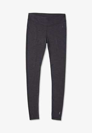 Svarta, stretchiga leggings med hög midja, som har en slät yta och en liten logotyp vid höften samt färgade detaljer vid vristen.