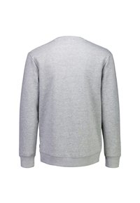 Felpa grigia chiara con scollatura tonda, maniche lunghe e polsini e orlo a costine. Realizzata in un morbido tessuto testurizzato; senza pattern o loghi visibili.