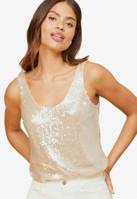 Lipsy SCOOP NECK SEQUIN REGULAR - Blūze - champagne gold