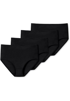 Schwarze Baumwoll-Hipster-Slips im Set von vier, mit einem gerippten Design und nahtloser Verarbeitung für Komfort und eine enge Passform.