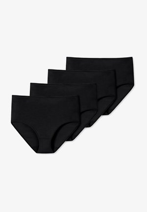 Czarne bawełniane majtki hipster w zestawie czterech sztuk, z prążkowanym wzorem i bezszwowym designem dla wygody i dopasowania.