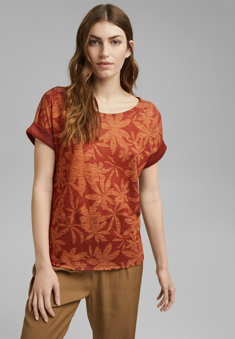 Damen T-Shirts | Esprit Collection LEAF T-Shirt print terracotta/dunkelrot - RV64969 Damen T-Shirts | Esprit Collection LEAF T-Shirt print terracotta/dunkelrot - RV64969