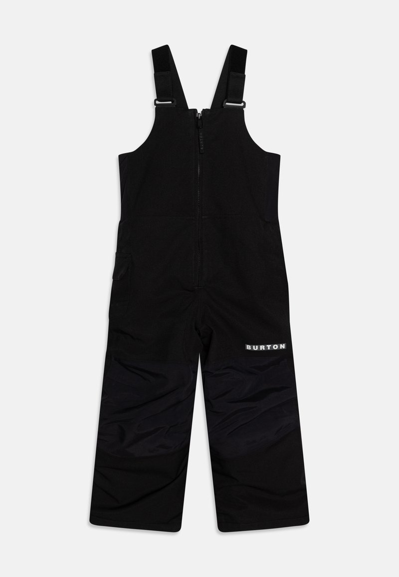 Juodi sniego kombinezonai su reguliuojamais diržais, užtrauktuku priekyje ir kišenėmis. Apatinė dalis turi lygią tekstūrą su švelniu blizgesiu. Prekės ženklo logotipas šone.