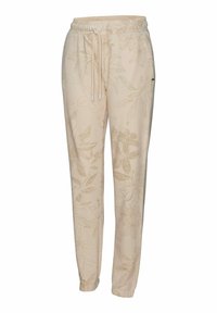 Hellbeige Jogginghosen mit floralem Muster, elastischem Taillenbund und verstellbarem Kordelzug. Die Bündchen an den Knöcheln sorgen für eine taillierte Optik.