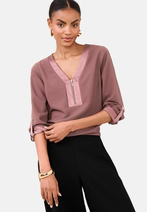 ZIP FRONT 3/4 SLEEVE - Pluus - mauve pink