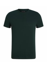 T-shirt in cotone verde con collo a giro, maniche corte e orlo dritto. Design semplice senza motivi o accenti. Etichetta: FALKE.
