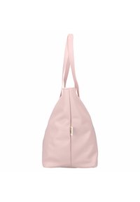Lys pink tote taske med dobbel skulderrem, stående oprejst mod en hvid baggrund.