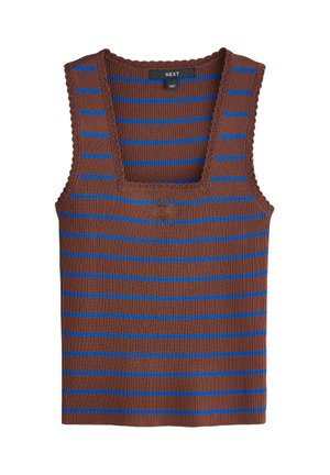 Next, REGULAR FIT  - Top - chocolate brown blue stripe