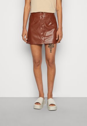 NMPUSHY High Waist SKIRT - Mini skirt - cappuccino