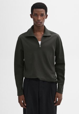MOCK NECK - T-shirt à manches longues - mottled dark grey