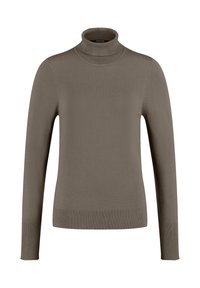 Taifun LANGARM RUND BASIC MIT ROLLKRAGEN - Strickpullover - wood