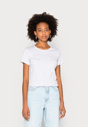 SHORT SLEEVE, ROUND NECK, LOGO - Basic T-shirt - heather grey melange