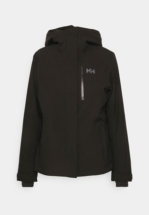 Černá nepromokavá bunda s kapucí, se zipem vpředu a bočními kapsami. Obsahuje logo na hrudníku a elastické manžety pro těsné nošení.