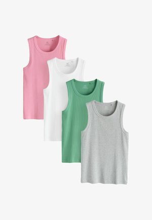 Next, 4 PACK - Top - pink grey marl white green