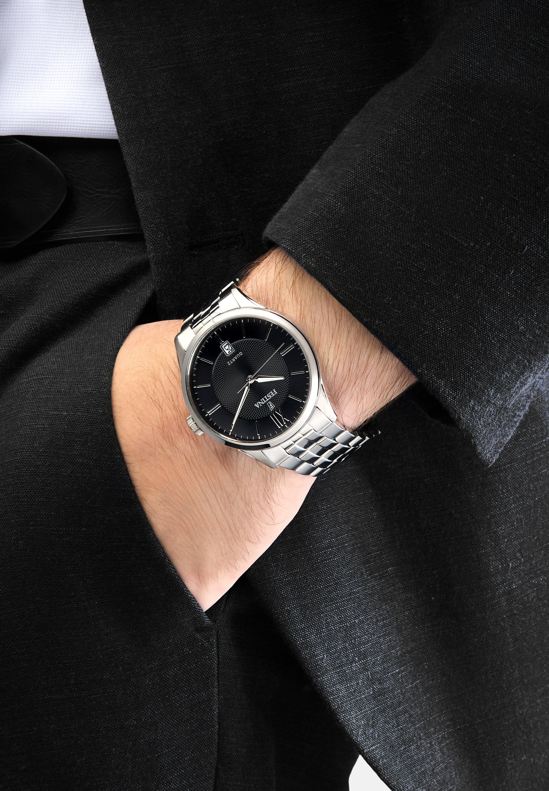 Festina Orologio Uomo Donna Classico Al Quarzo Con Cinturino In Acciaio, Cassa 41mm, Vetro Minerale, Datario - Mod. F6856/4