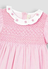 JoJo Maman Bébé FLORAL EMBROIDERED COLLAR SMOCKED -REGULAR FIT - Freizeitkleid - pink