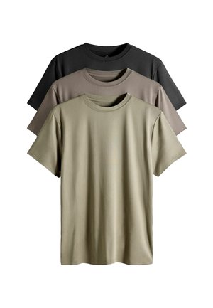 REGULAR FIT - 3 PACK ACTIVEWEAR CREW NECK - T-shirt basic - black green  brown