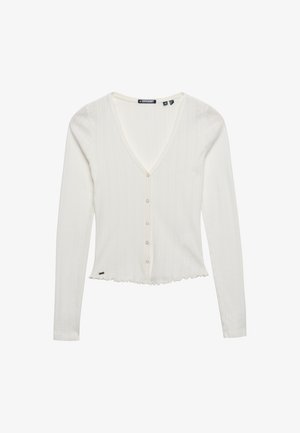 Superdry & Co, SUPERDRY ATHLETIC ESSENTIAL POINTELLE CARDIGAN.. - Chaqueta de punto - off white