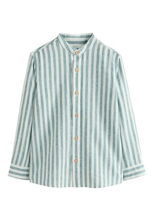 Next, GRANDAD COLLAR LONG SLEEVE SHIRT STANDARD - Ing - green ecru stripe