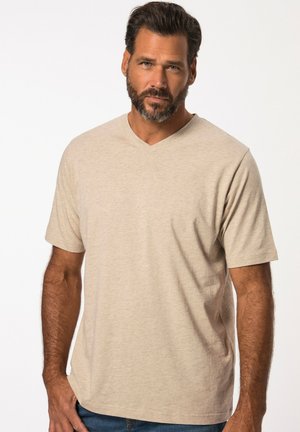 JP1880 GRÖSSEN V-AUSSCHNITT - Camiseta básica - nature melange