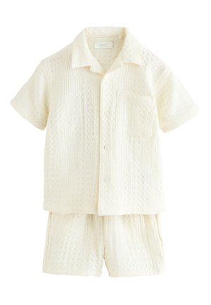 SHORT SLEEVES REVERE COLLAR TEXTURE SET - Shorts - ecru texture plain