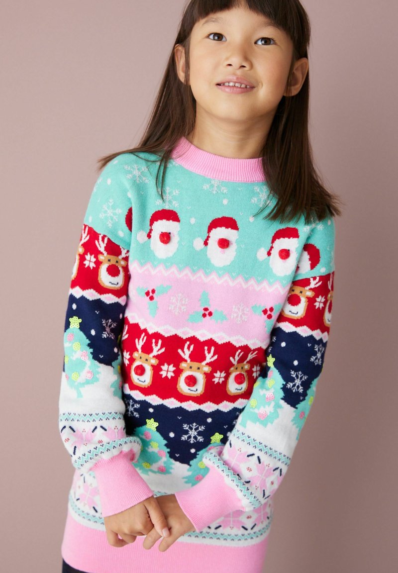 Next Matching Family Kids Knitted Christmas Jumper Dress Robe pull pink/rose ZALANDO.FR