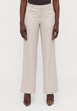 WIDE SUIT TROUSERS - Broek - beige melange