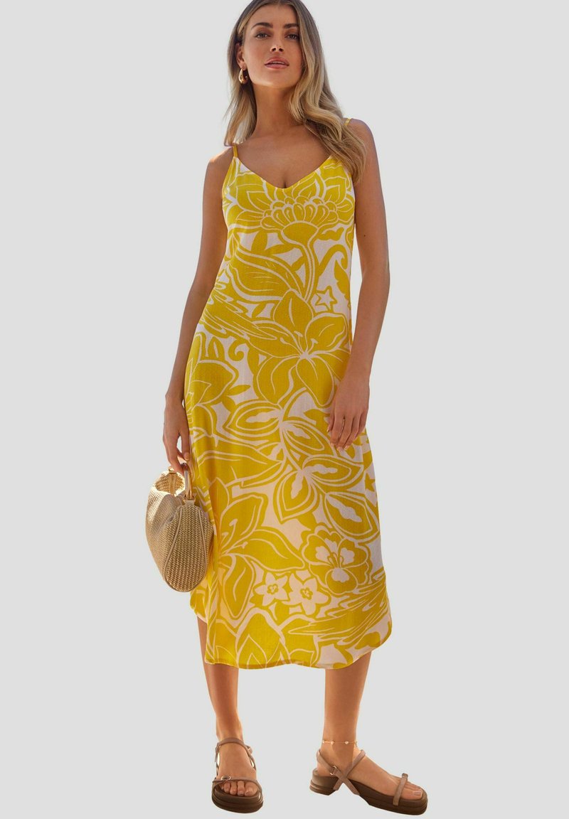 Next - MIDI STRAPPY V-NECK SUMMER - Denné šaty - yellow floral, Zväčšiť