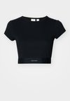 RIB CROP TEE COTTON STRETCH RIB - Pizsama felső - black