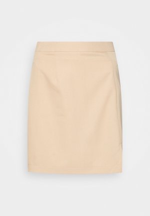 Beige Rock mit geradem Schnitt, knielang, aus glattem Stoff. Verfügt über einen schmalen Bund und dezente Nähte.