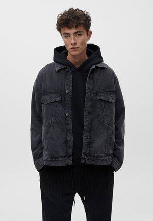 COTTON TRUCKER - Denim jacket - mottled black