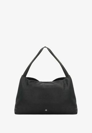 Musthave mustruun alusnahast õlakott, millel on pehme tekstuur, avar disain ja kaks laia rihma. Esiküljel on väike logo.