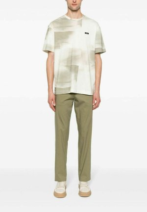 Calvin Klein DIFFUSED GRID AOP - T-shirt con stampa - beige khaki