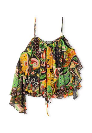 Ipekyol, IPEKYOL BLOUSE PATTERNED ASYMMETRICAL SLEEVE BLOUSE - Top - green