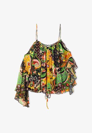Ipekyol, IPEKYOL BLOUSE PATTERNED ASYMMETRICAL SLEEVE BLOUSE - Top - green