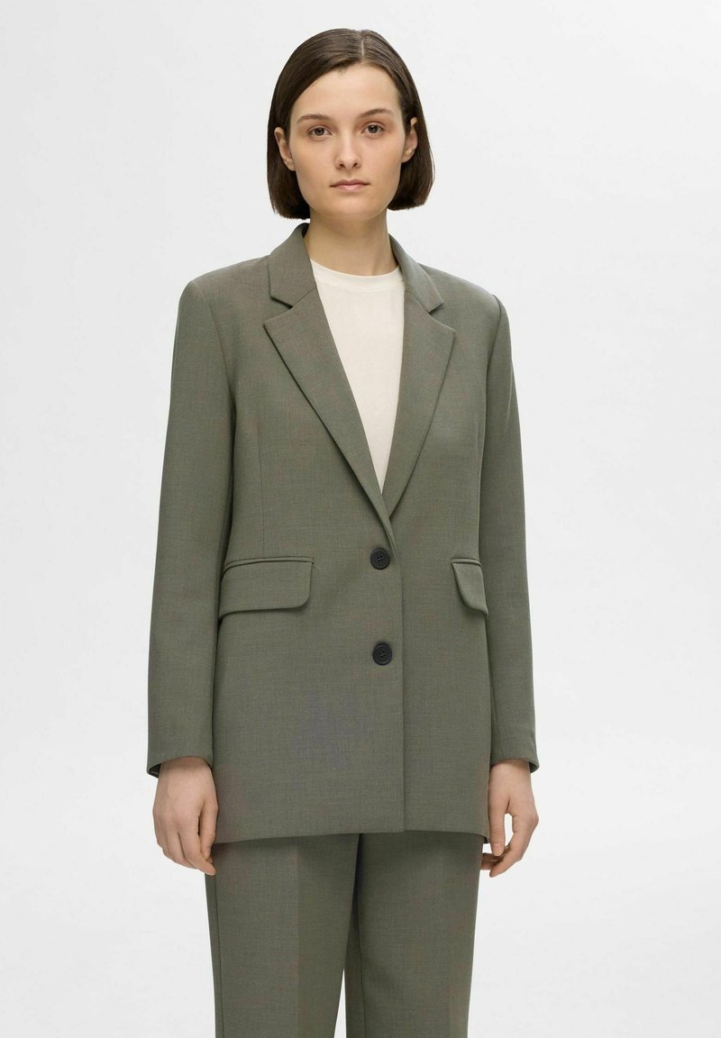 Selected Femme Halflange jas - khaki