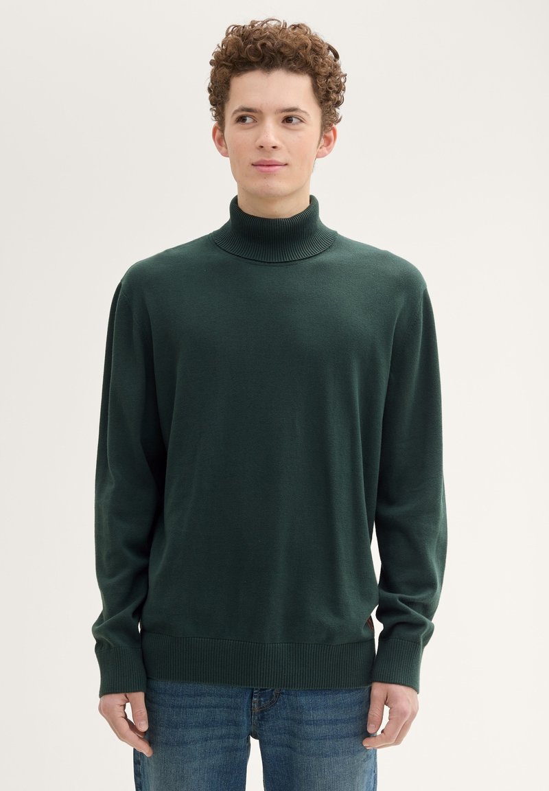 TOM TAILOR DENIM BASIC ROLLKRAGEN - Strickpullover - dark gable green