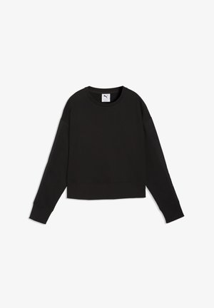 Czarna bluza z długim rękawem, o luźnym kroju, z prążkowanymi mankietami i dołem oraz subtelnym logo Puma na piersi.