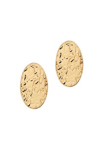Kaks tekstuuriga ovaalset kuldehte, millel on veidi löögitud pind, valge tausta peal.