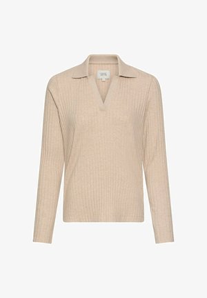 camel active, JERSEY-SHIRT MIT GERIPPTEM KRAGEN - Polo - beige melange