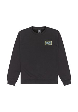 Zwarte sweatshirt met lange mouwen, ronde hals en een logo patch op de linkerborst. Gemaakt van zachte, gestructureerde stof.