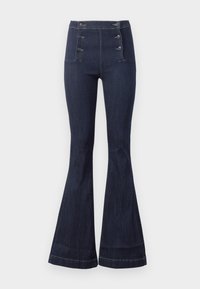 ONLRAIN BUTTON FLARED BOX - Alt laienevad teksad - dark blue denim