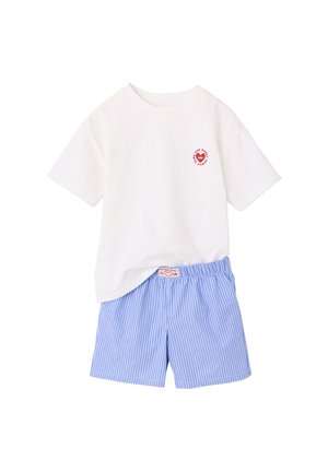 Vertbaudet, VERTBAUDET KURZER JUNGEN SCHLAFANZUG CAPSULE HAPPY FAMILY CLUB - Pyjama set - wollweiß