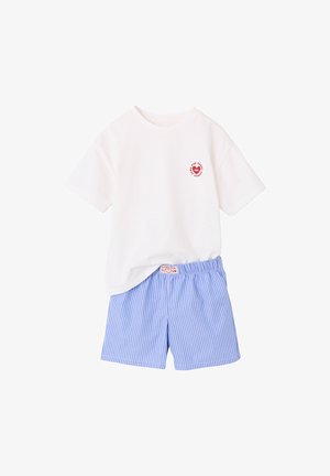 Vertbaudet, VERTBAUDET KURZER JUNGEN SCHLAFANZUG CAPSULE HAPPY FAMILY CLUB - Pyjama set - wollweiß